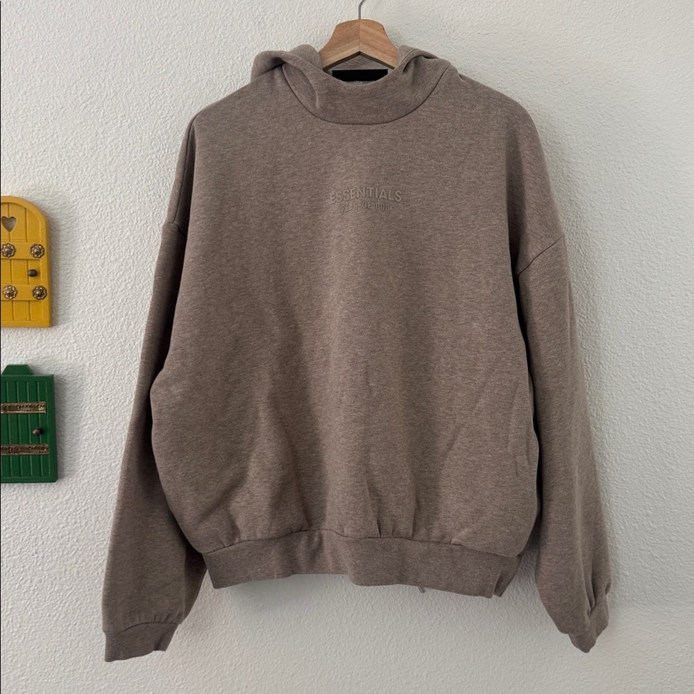 Essentials Fear Of God Core Heather Hoodie Pull Over Dark Oatmeal Size Small